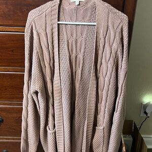 Reborn J Women's Cable Knit Cardigan - Tan